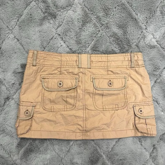 Vintage Y2K Micro Mini Skirt Medium Cargo Forever 21 2000s Tan Beige Low Rise - Picture 8 of 8